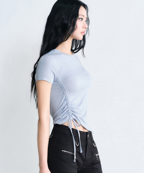 MUSINSA STANDARD TENCEL SIDE RUCHED TEE - 7 COLORS BLUE