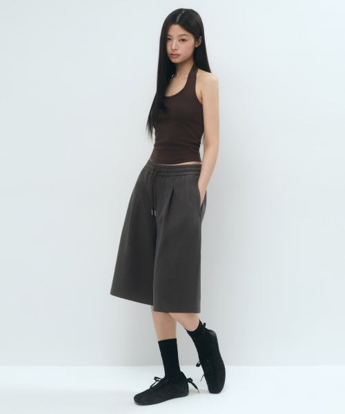 WOMENS ONE TUCK BERMUDA SWEAT PANTS #韓韶禧同款! - 4 COLORS AS SHOWN