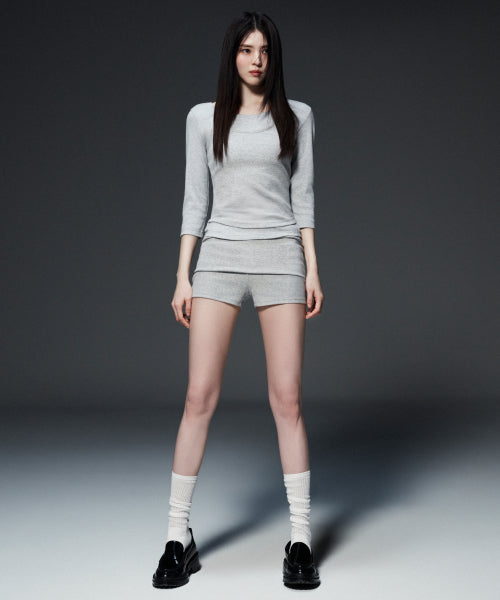 WOMENS TURN DOWN MICRO JERSEY SHORTS #韓韶禧同款! - 3 COLORS GREY