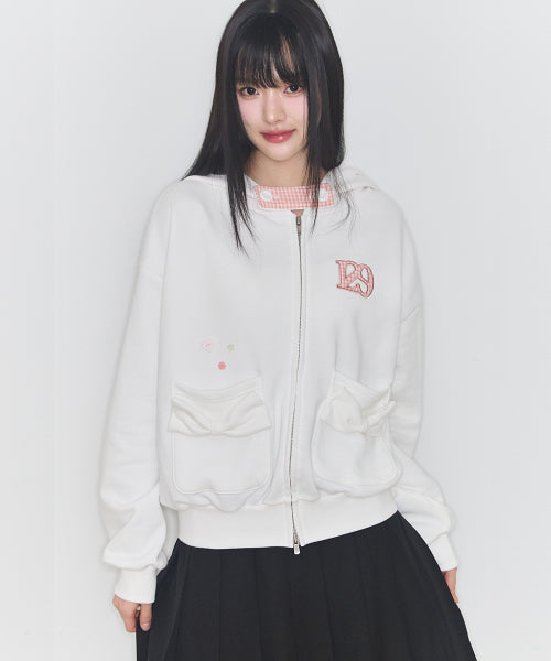 POCKET HOODIE PINK - 2 COLORS WHITE