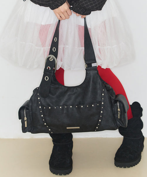 DOUBLE POCKET SHOULDER PINK - 2 COLORS BLACK