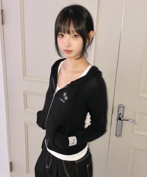 SLIM FIT CROP HOODIE - 2 COLORS BLACK