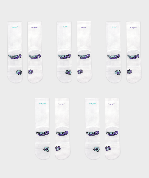 5-PACK COOLMAX CUSHIONING RUNNING CREW SOCKS - 2 COLORS WHITE