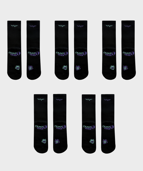 5-PACK COOLMAX CUSHIONING RUNNING CREW SOCKS - 2 COLORS BLACK
