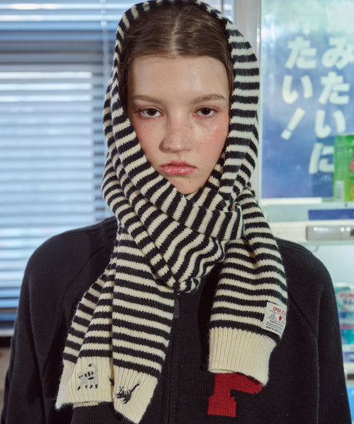 CAT STITCH STRIPE MUFFLER - 3 COLORS AS SHOWN