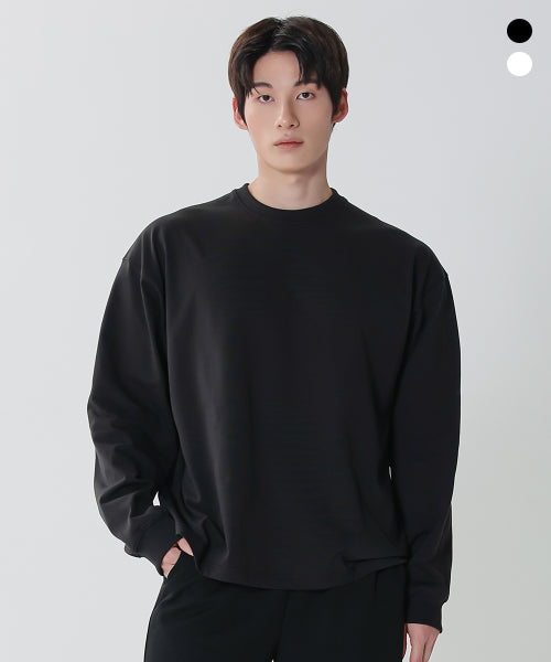 HEAVY COTTON PLAIN OVERFIT LONG SLEEVE - 2 COLORS BLACK