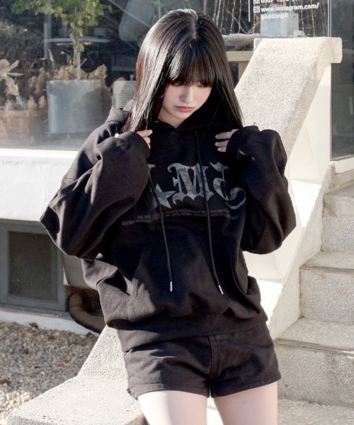 GOTHIC LOGO HOODIE - 2 COLORS BLACK