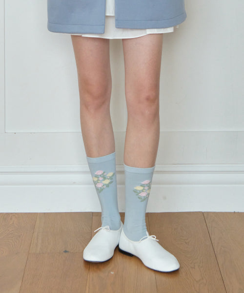 ROSE PATTERN SOCKS - 2 COLORS BLUE