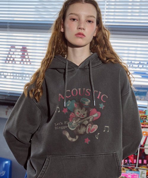 CAT PIGMENT HOODIE - 2 COLORS BLACK