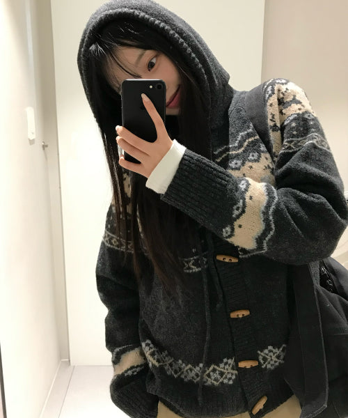 2-WAY HOOD KNIT - 2 COLORS CHARCOAL