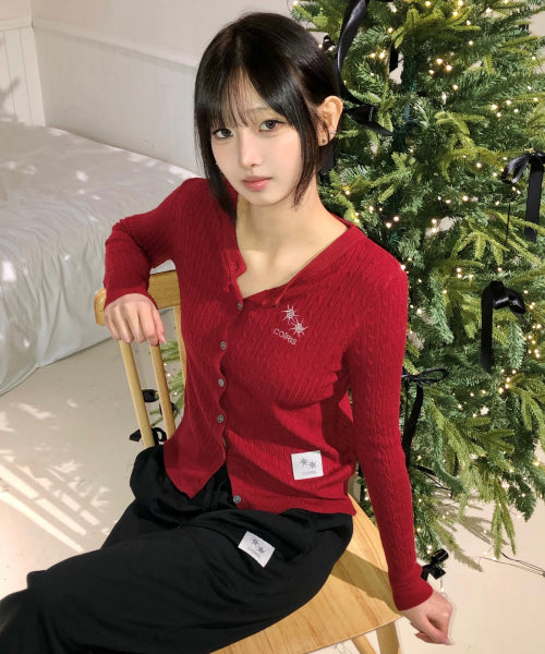 ROUND NECK KNIT CARDIGAN - 3 COLORS BLACK