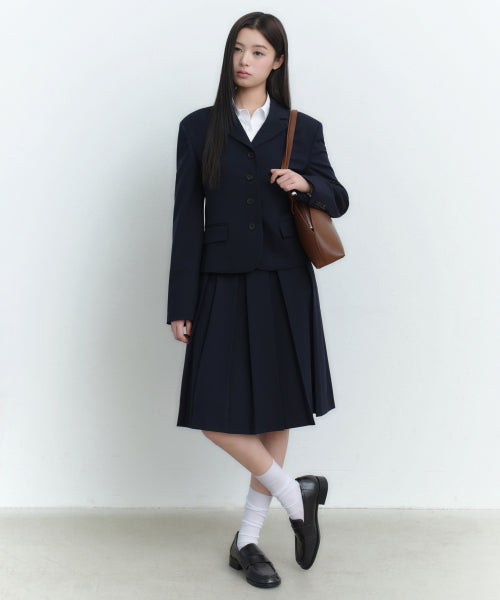 WOMENS 4-BUTTON SHORT BLAZER #韓韶禧同款! - 3 COLORS NAVY