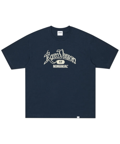 RAW CHAIN STITCHED T-SHIRT - DARK NAVY - 2 COLORS