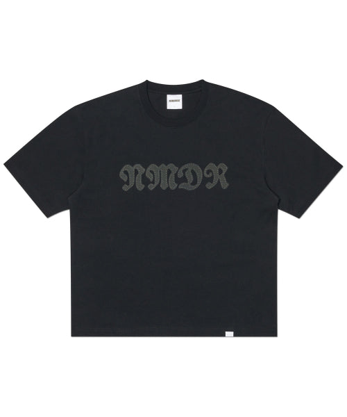 WAFFLE PATCHED CROP T-SHIRT - BLACK - 2 COLORS