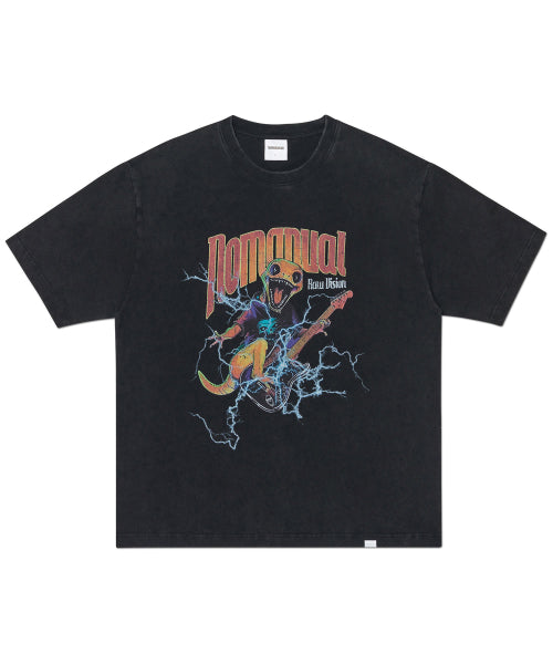 HEAVY METAL GECKO T-SHIRT - WASHED BLACK - 2 COLORS
