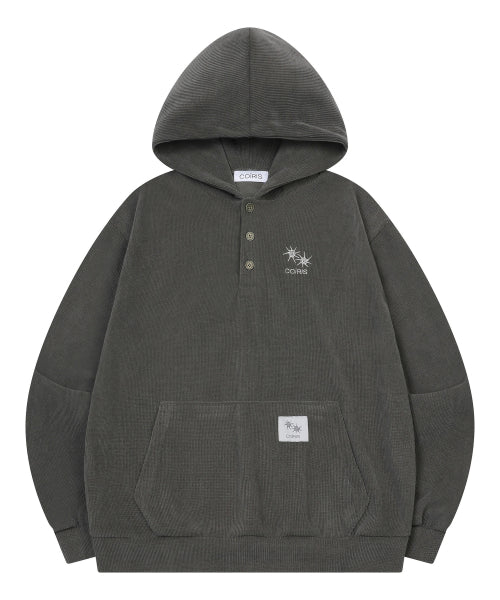 BUTTON HOODIE TEE UNISEX - 2 COLORS BLACK
