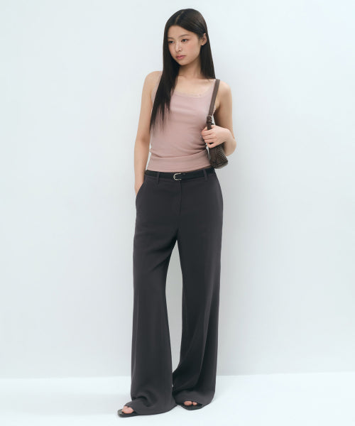 FLUID LOW WAIST WIDE SLACKS - 3 COLORS GRAY