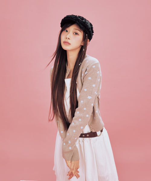 LILY DOT ROUND NECK CARDIGAN #GISELLE同款! GREY