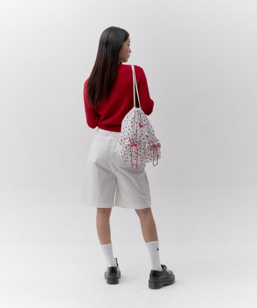 KIRSH POCKET RIBBON STRAP GYM SACK AS SHOWN