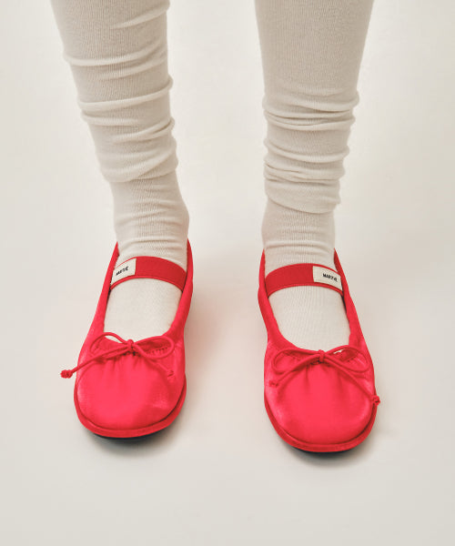 W BANDING RIBBON FLAT SHOES - 2 COLORS RED