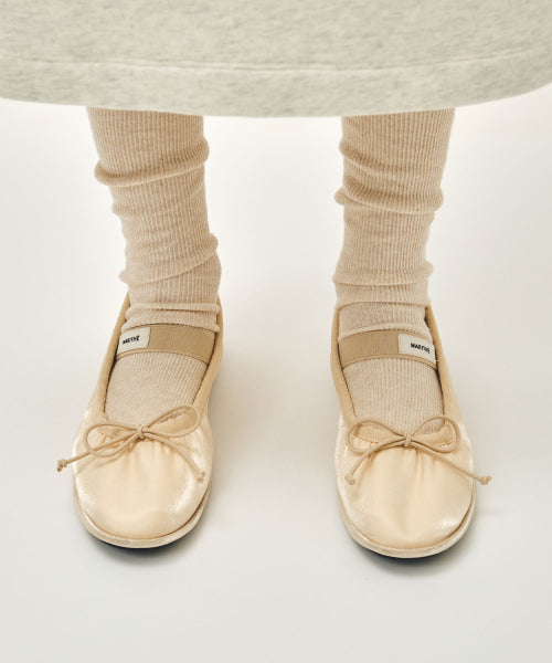 W BANDING RIBBON FLAT SHOES - 2 COLORS IVORY