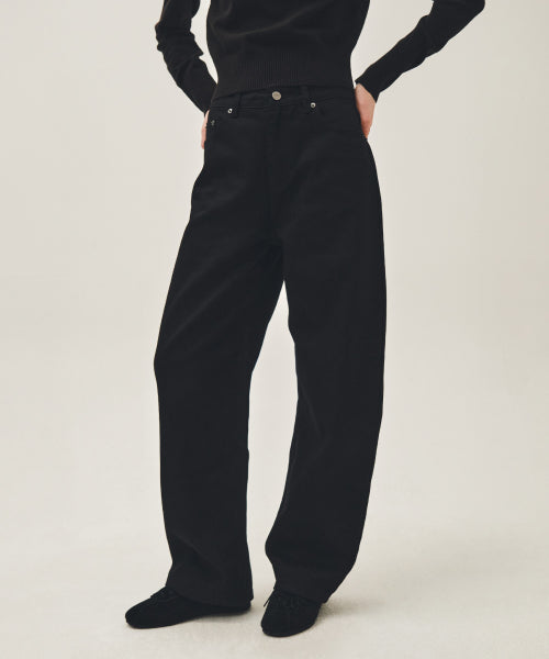 W CURVED DENIM PANTS - 2 COLORS BLACK