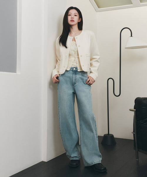 W CURVED DENIM PANTS - 2 COLORS BLUE
