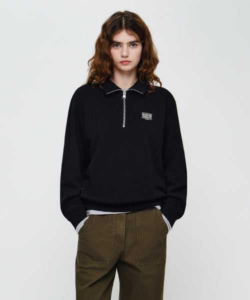 SMALL CLASSIC LOGO HALF ZIPUP SWEATSHIRT - 3 COLORS BLACK