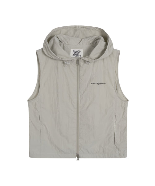 NYLON HOOD VEST+GYM SACK SET - BLACK - 3 COLORS BEIGE
