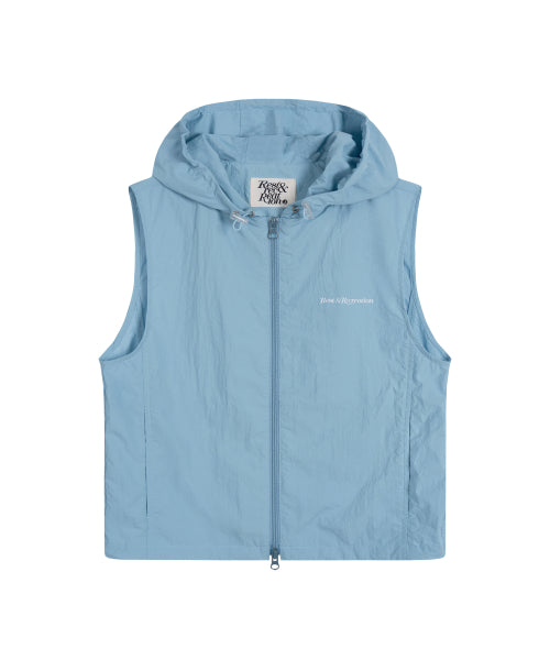 NYLON HOOD VEST+GYM SACK SET - BLACK - 3 COLORS SKY BLUE