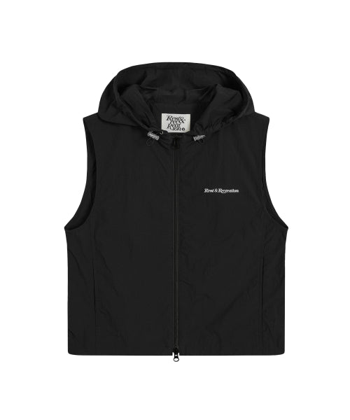NYLON HOOD VEST+GYM SACK SET - BLACK - 3 COLORS BLACK