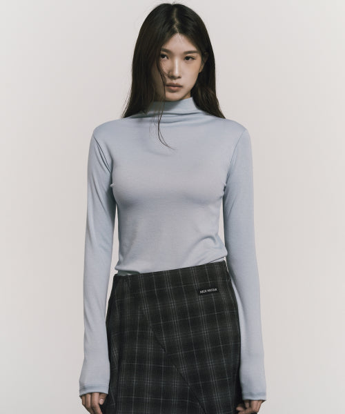 HIGH NECK SLIM TOP #徐睿知同款! - 11 COLORS SKY BLUE