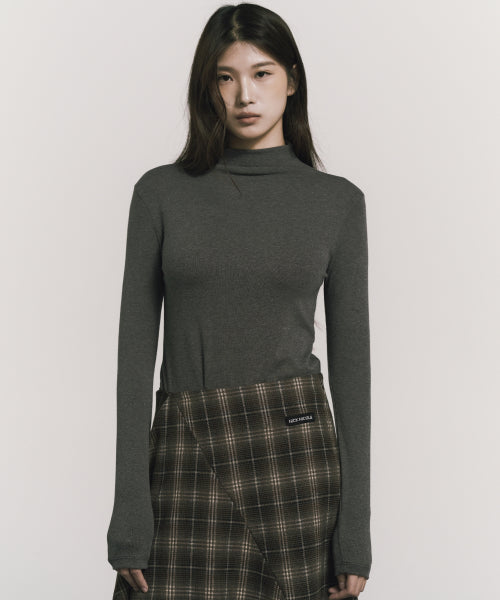 HIGH NECK SLIM TOP #徐睿知同款! - 11 COLORS CHARCOAL