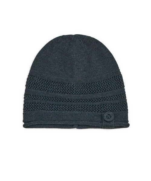 BUTTON KNIT BEANIE - 4 COLORS CHARCOAL