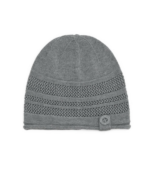 BUTTON KNIT BEANIE - 4 COLORS GREY