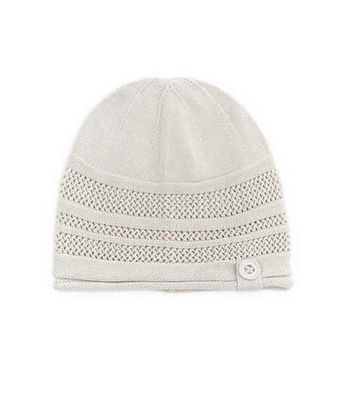 BUTTON KNIT BEANIE - 4 COLORS IVORY