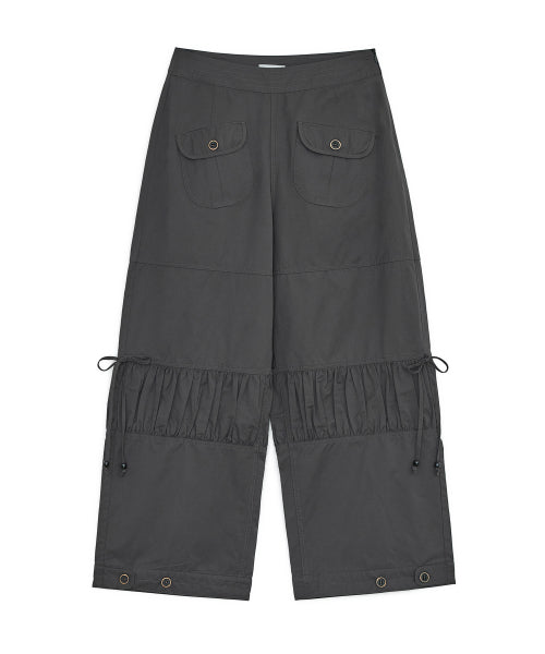 SHIRRING FLAP PANTS - 2 COLORS CHARCOAL