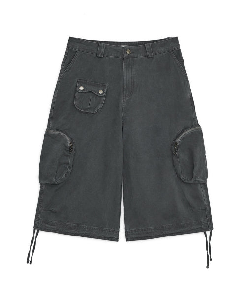 WASHED BERMUDA CARGO PANTS - 2 COLORS CHARCOAL