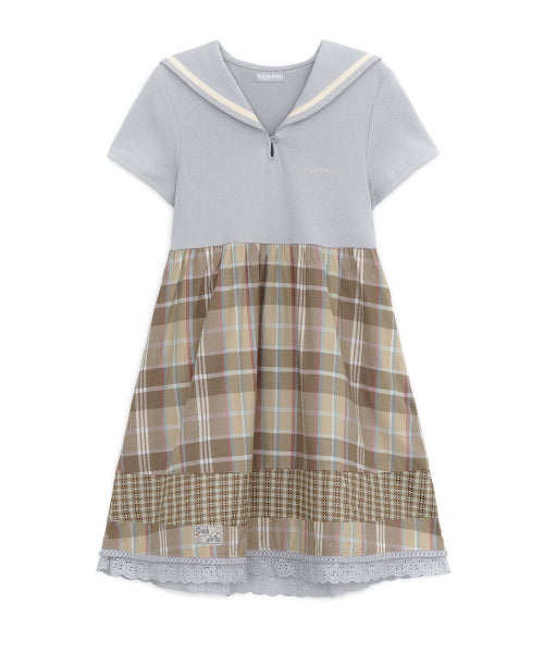 COLLAR CHECK DRESS - 2 COLORS GREY