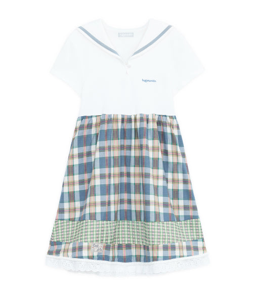 COLLAR CHECK DRESS - 2 COLORS IVORY