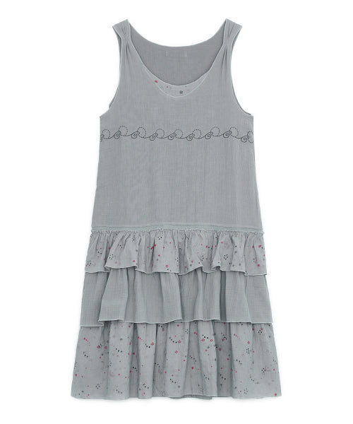 FAIRY NEEDLEWORK TIERED DRESS GREY