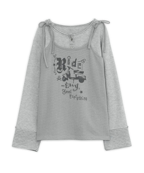LAYERED HENLEY NECK TEE - 2 COLORS GREY
