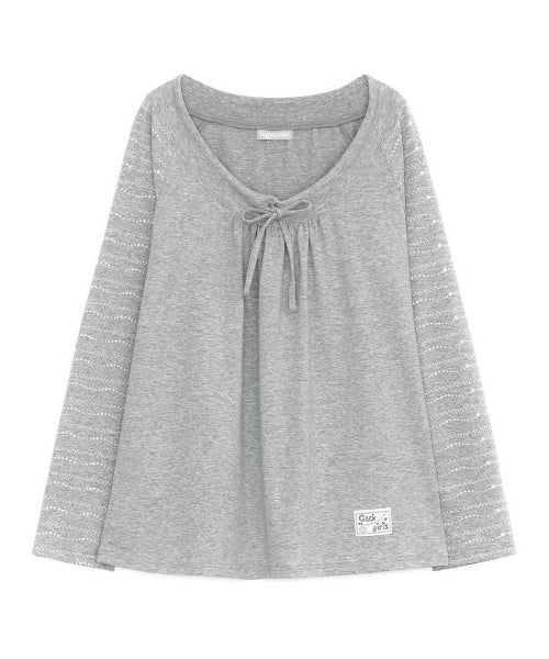 DRAWSTRING LONG SLEEVE - 3 COLORS MELANGE GREY