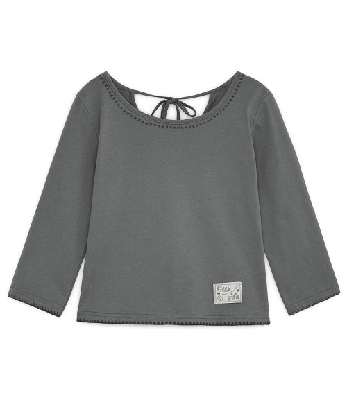 BAG RIBBON CAPRI SLEEVE TEE - 2 COLORS CHARCOAL