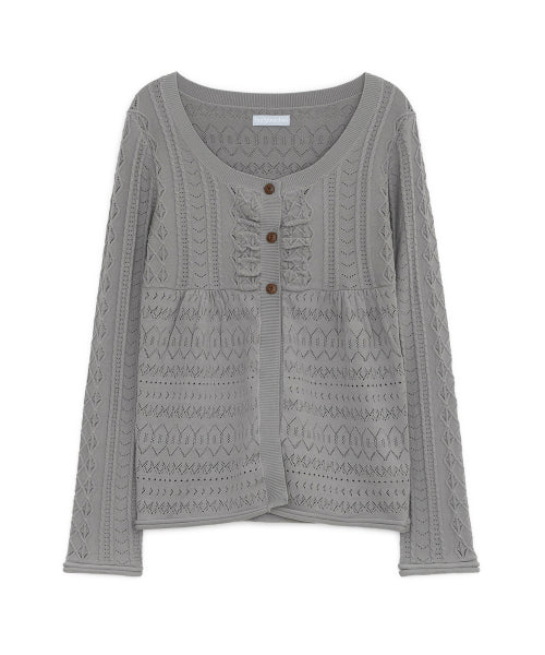 BABYDOLL PUNCHING KNIT CARDIGAN - 2 COLORS GREY