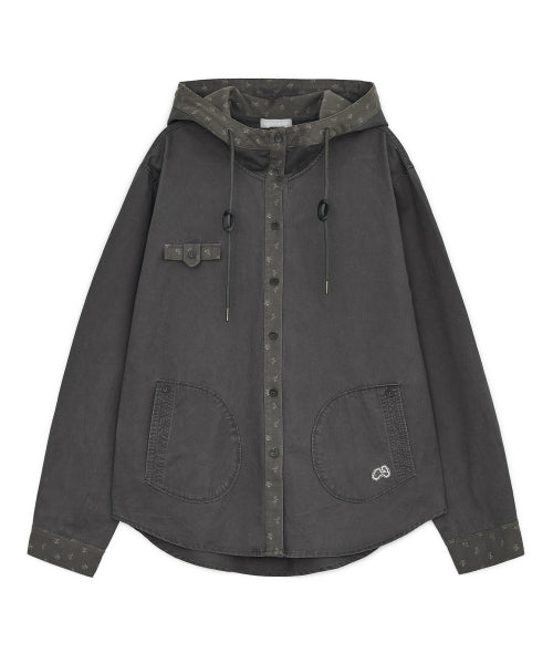 HOOD SHIRT JACKET - 2 COLORS BROWN