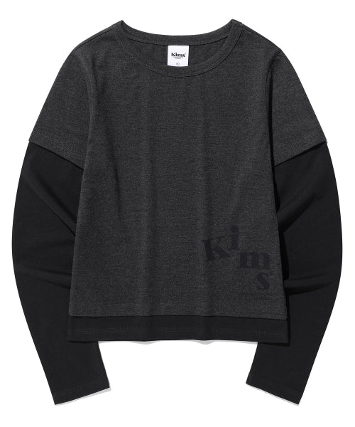 BELOW MESSY LAYERED LS TEE - 2 COLORS CHARCOAL