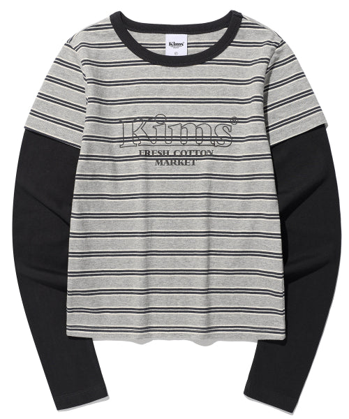 MARINE STRIPE LS TEE - 3 COLORS CHARCOAL