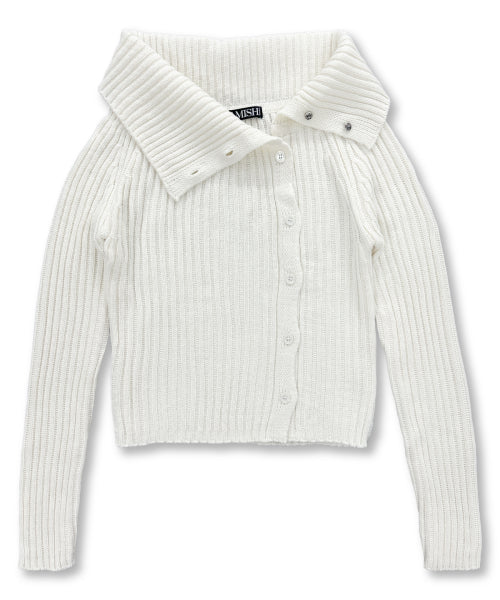 SIDE BUTTON CARDIGAN - 2 COLORS IVORY