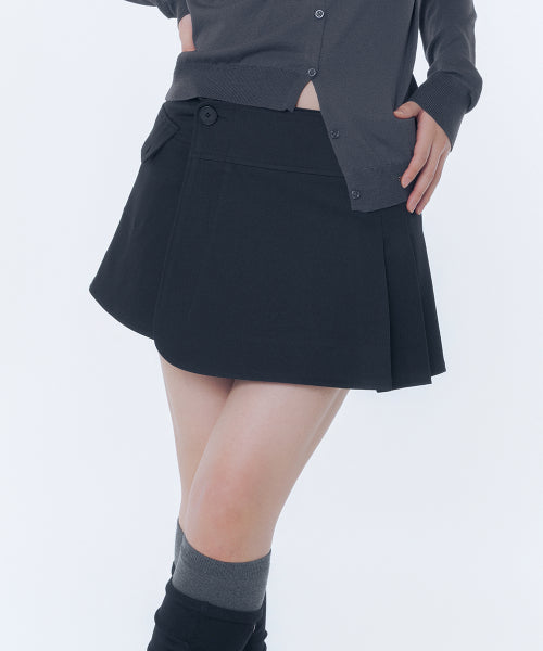 OMOI PLEATS WRAP SKIRT #REI同款! - 2 COLORS BLACK